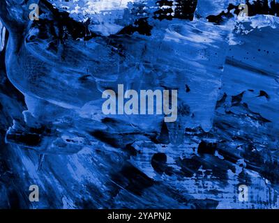 Abstrakte blaue Acrylmalerei. Handgezeichneter Pinselstrich. Künstlerische Textur, zeitgenössische Kunst als Hintergrund. Moderne Kunst. Stockfoto