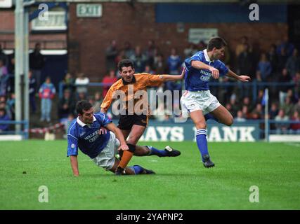 Wölfe-Fußballspieler Andy Thompson Leicester City gegen Wolverhampton Wanderers AR Filbert Street 19/10/91 Stockfoto