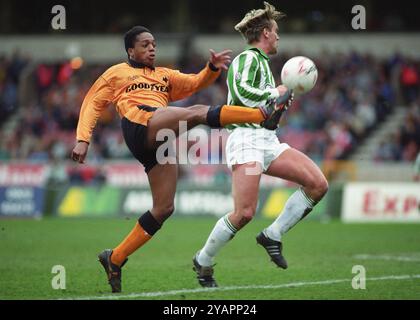 Wölfe-Fußballspieler Mark Rankine. Wolverhampton Wanderes / Plymouth Argyle in Molineux 15/3/92 Stockfoto