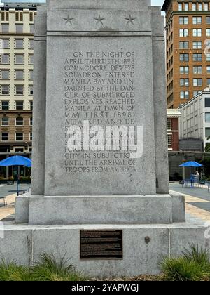 Denkmal für die Schlacht von Manila Bay und den philippinischen Amerikanischen Krieg am Union Square. Stockfoto