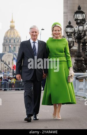 Paris, Frankreich. Oktober 2024. Die Pont Alexandre III. In Paris, am zweiten Tag des offiziellen Staatsbesuchs des belgischen Königspaares in Frankreich, Dienstag, 15. Oktober 2024. Das belgische Königspaar ist auf einem dreitägigen Besuch in Frankreich. BELGA FOTO BENOIT DOPPAGNE Credit: Belga News Agency/Alamy Live News Stockfoto