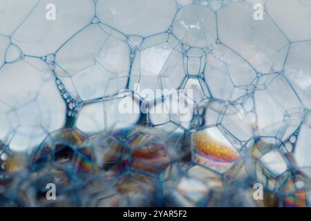 Abstrakter Hintergrund mit einer Masse von Seifenblasen mit irisierenden Oberflächen Stockfoto