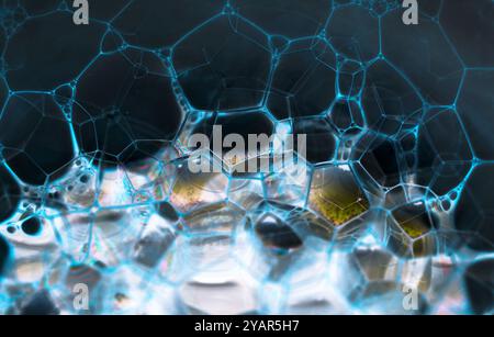 Abstrakter Hintergrund mit einer Masse von Seifenblasen mit irisierenden Oberflächen Stockfoto