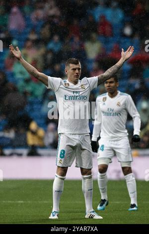 MADRID, SPANIEN - 13. JANUAR: Toni Kroos von Real Madrid während des Liga-Spiels zwischen Real Madrid und Villarreal im Santiago Bernabeu Stadion in Ma Stockfoto