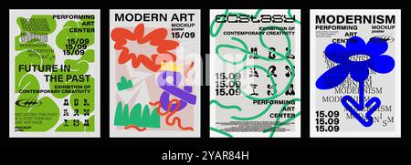 Moderne Ästhetik des Schweizer Designs, Brutalismus. Abstrakte Poster Stock Vektor