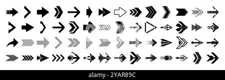 Pfeile in verschiedenen Stilen, futuristisch, Retro, moderne Vektorsymbole für UI, UX, Web, Spiele Design Stock Vektor