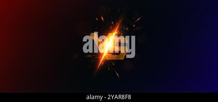 Im Vergleich zum Kampfhintergrund. Rostige Metallbuchstaben im Vergleich zu Funken Stock Vektor