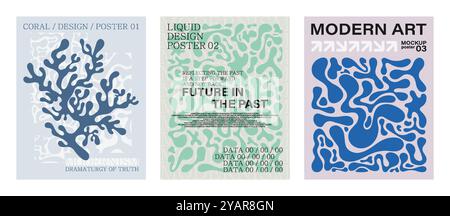 Matisse Stil, Pastellfarben Poster mit abstrakten fließenden und abstrakten Formen, Korallen Stock Vektor