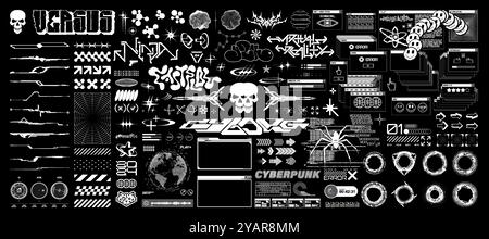 Futuristische Schriftgrafik im Sci-fi-Stil, Digital Elements Stock Vektor