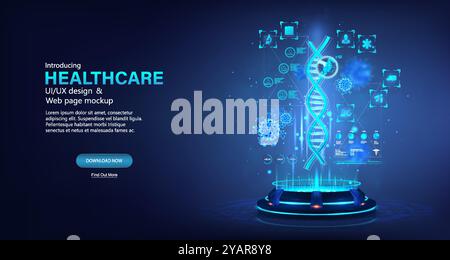 Medizinische Untersuchung DNA Molekül, biologische Information, genetischer Code Stock Vektor