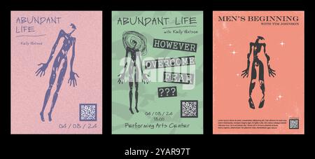 Psychische Gesundheit, Sitzung mit einem Psychologen, Seminar, Satz grafischer Banner Stock Vektor