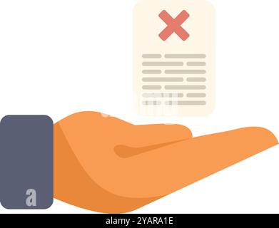 Die Hand, die einen abgelehnten Vertrag, eine Vereinbarung oder ein Dokument mit rotem Kreuz hält, ist ein Symbol für eine negative Antwort oder einen erfolglosen Abschluss Stock Vektor
