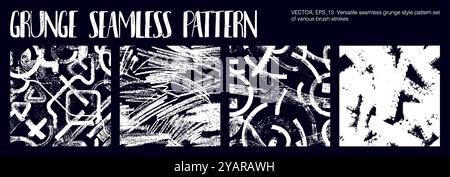 Kreative, nahtlose Muster, die mit einem Pinsel von Hand gezeichnet wurden Stock Vektor