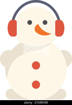 Der süße Schneemann mit Ohrenschützern hört Musik Stock Vektor