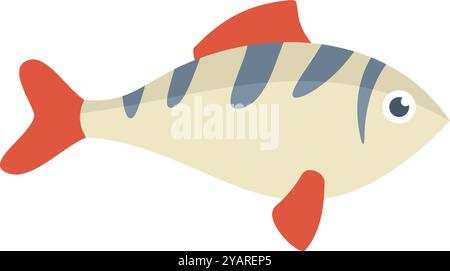 Dieser schlichte Barsch schwimmt mit seinem gestreiften Körper und den roten Flossen friedlich Stock Vektor