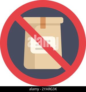 Einfache Vektor-Illustration eines roten Verbotsschildes, das eine Pappschachtel überkreuzt und verbotene Lieferungen darstellt Stock Vektor