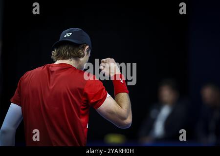 Antwerpen, Belgien. Oktober 2024. Der belgische Zizou Bergs wurde während eines Tennisspiels in der Runde von 32 des Einzelwettbewerbs beim ATP European Open Tennis Turnier in Antwerpen am Dienstag, den 15. Oktober 2024, fotografiert. BELGA FOTO DAVID PINTENS Credit: Belga News Agency/Alamy Live News Stockfoto