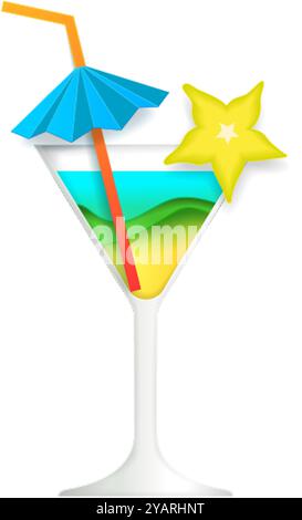 Cocktailglas mit Dekoration Vektorgetränk Icon Stock Vektor