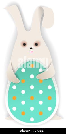 Osterhase, der Ei im Papercut-Vektor hält Stock Vektor