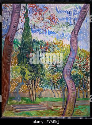 Trees in the Garden of the Asylum, 1889, Vincent Van Gogh (1853-1890), Poets & Lovers Exhibition, National Gallery, London, Großbritannien Stockfoto