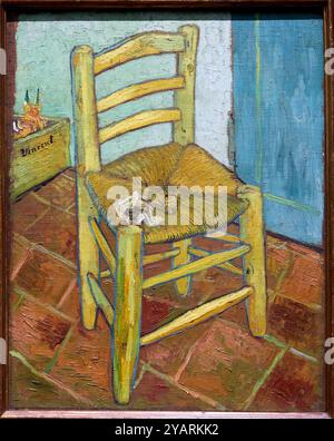 Van Gogh's Chair, 1888, Vincent Van Gogh (1853-1890), Poets & Lovers Exhibition, National Gallery, London, Großbritannien Stockfoto