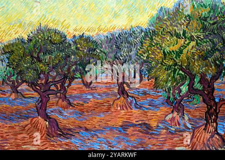 Detail, Olive Grove, Saint-Rémy, 1889, Vincent Van Gogh (1853-1890), Poets & Lovers Exhibition, National Gallery, London, Großbritannien Stockfoto