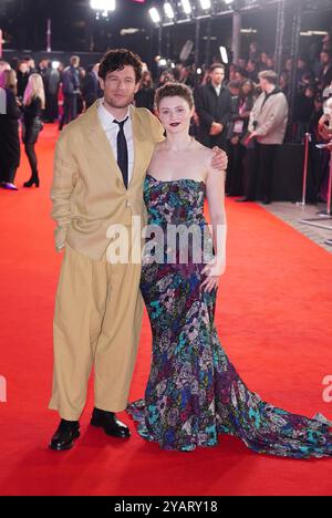 James Norton und Thomasin McKenzie nehmen an der Gala des BFI London Film Festival von Joy in der Royal Festival Hall im Southbank Centre in London Teil. Bilddatum: Dienstag, 15. Oktober 2024. Stockfoto