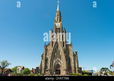 Canela, Brasilien - 15. Oktober 2024: Catedral de Pedra, berühmte Kathedrale aus Stein in der Innenstadt von Canela, südlich von Brasilien Stockfoto