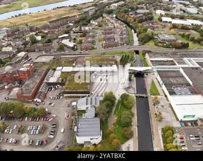 Drohnenansicht von Clydebank Scotland Stockfoto
