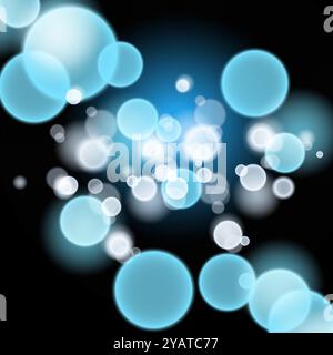 Hintergrund mit blauen Bokeh-Lichtern auf schwarzem Hintergrund Stock Vektor