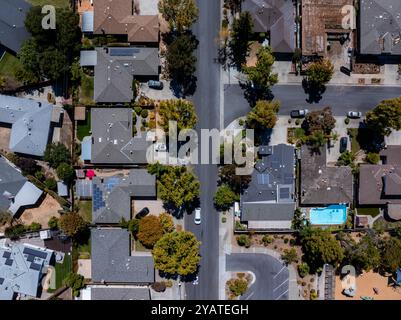 Luftaufnahme des Vorstadtviertels in der Nähe von Mountain View, Kalifornien Stockfoto