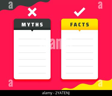 Konzept der Checkliste für Mythen und Fakten mit Textraum-Vektor Stock Vektor