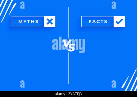 Mythen versus Fakten Battle List Konzept mit Text Space Vektor Stock Vektor