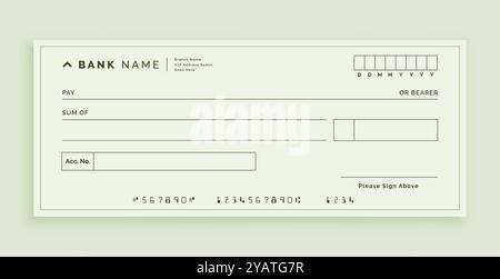 Einfache Bankscheck-Belegvorlage Designvektor Stock Vektor