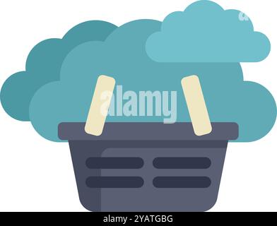 Warenkorb über Wolken für Online-Shopping und E-Commerce-Konzept Stock Vektor