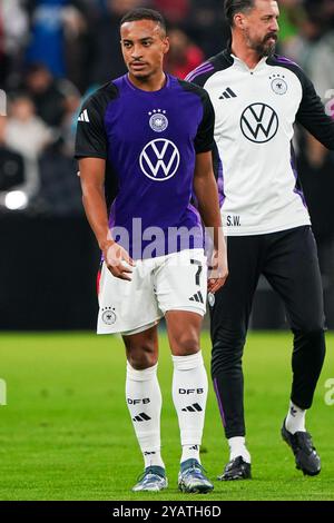 München, Deutschland. Oktober 2024. MÜNCHEN, DEUTSCHLAND - 14. OKTOBER: Jamie Leweling aus Deutschland während der UEFA Nations League 2024/2025 League Ein Gruppenspiel zwischen Deutschland und den Niederlanden in der Allianz Arena am 14. Oktober 2024 in München. (Foto: Pieter van der Woude/Orange Pictures) Credit: Orange Pics BV/Alamy Live News Stockfoto