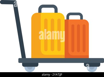 Gepäckwagen mit Koffern für Reisen, Tourismus und die Bequemlichkeit der Gepäckabfertigung an Flughäfen und Hotels Stock Vektor