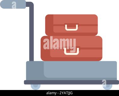 Dieser Gepäckwagen trägt Koffer und repräsentiert das Konzept von Reise und Tourismus Stock Vektor