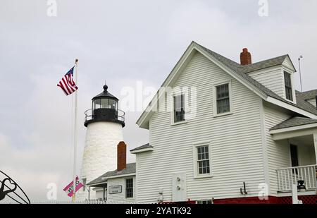 Der Leuchtturm von Pemaquid Point und das Wächterhaus, Maine Stockfoto
