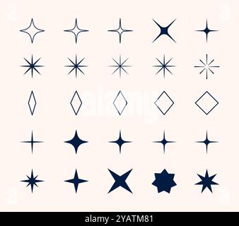 Handgezeichnete geometrische y2k-Elemente im Satzvektor Stock Vektor