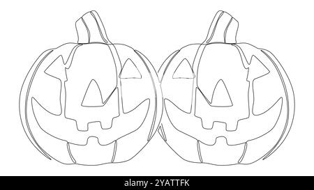 Eine durchgehende Linie Halloween Kürbis, Jack O' Lantern. Vektorkonzept für die Darstellung dünner Linien. Konturzeichnung kreative Ideen. Stock Vektor