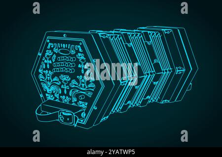 Stilisierte Vektorillustration eines Concertina-Instruments Stock Vektor