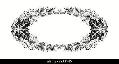 Elegante Illustration mit schwarzem und weißem Blumenrahmen. Stock Vektor