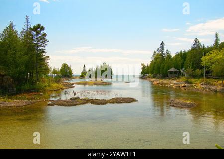 Blick auf den Huron-See von South Baymouth, Manitoulin Island. Stockfoto