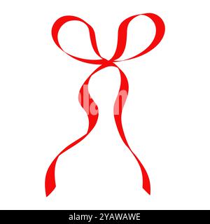 Rote Schleife handgezeichnet, auf weißem Hintergrund Stock Vektor