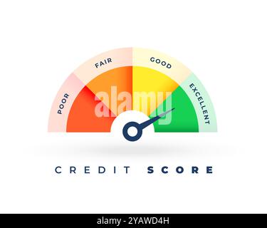 Moderner Kredit-Score-Skala-Meter-Konzept-Design-Vektor Stock Vektor