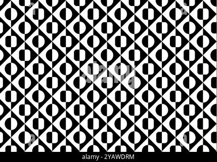 Abstrakter geometrischer Hintergrund schwarz-weiß, Illustrationsstil Stockfoto