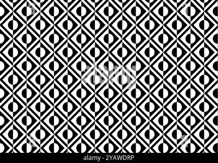 Abstrakter geometrischer Hintergrund schwarz-weiß, Illustrationsstil Stockfoto