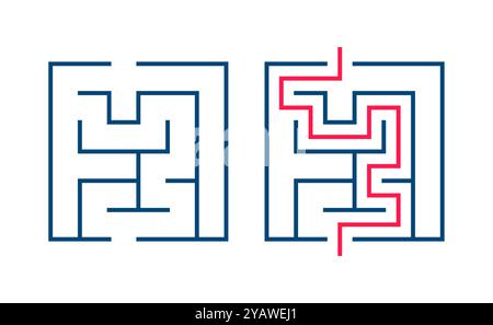 Abstraktes Linienmuster Labyrinth-Banner Finden Sie Ihren Weg aus dem Verwirrungsvektor Stock Vektor