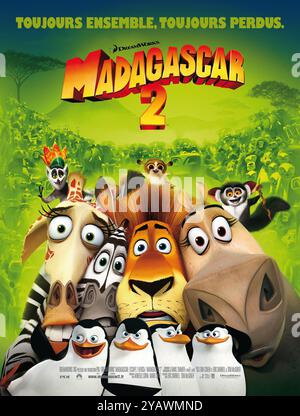 Madagaskar : Escape 2 Africa Jahr: 2008 USA Regie : Eric Darnell, Tom McGrath Animation französisches Filmposter beschränkt auf redaktionelle Verwendung. Weitere Informationen zu Einschränkungen finden Sie in der Überschrift. Es ist verboten, das Foto aus dem Kontext der Werbung für den Film zu reproduzieren. Sie muss der Filmgesellschaft und/oder dem Fotografen gutgeschrieben werden, der von der Filmgesellschaft zugewiesen oder von der Filmgesellschaft autorisiert wurde/für das Set zugelassen wurde. Beschränkt auf redaktionelle Verwendung. Photo12 gewährt den vertretenen Personen keine Publizitätsrechte. Quelle: Photo12/7e Art/DreamWorks Animation Stockfoto